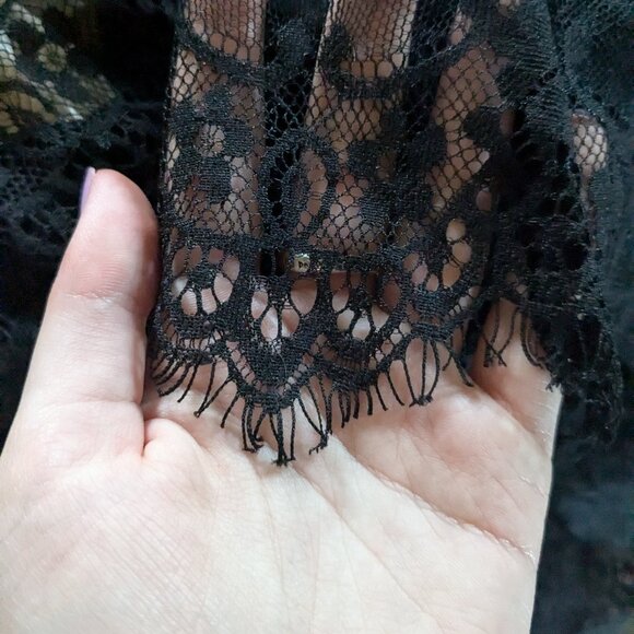 Black Lace Floor Length Low Back Gown - Picture 5 of 9